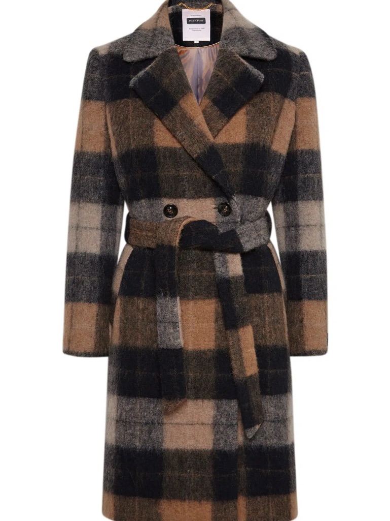 Maxmara Plaid Belted Wool-Blend Trench Coat In Brown, Black, Gray